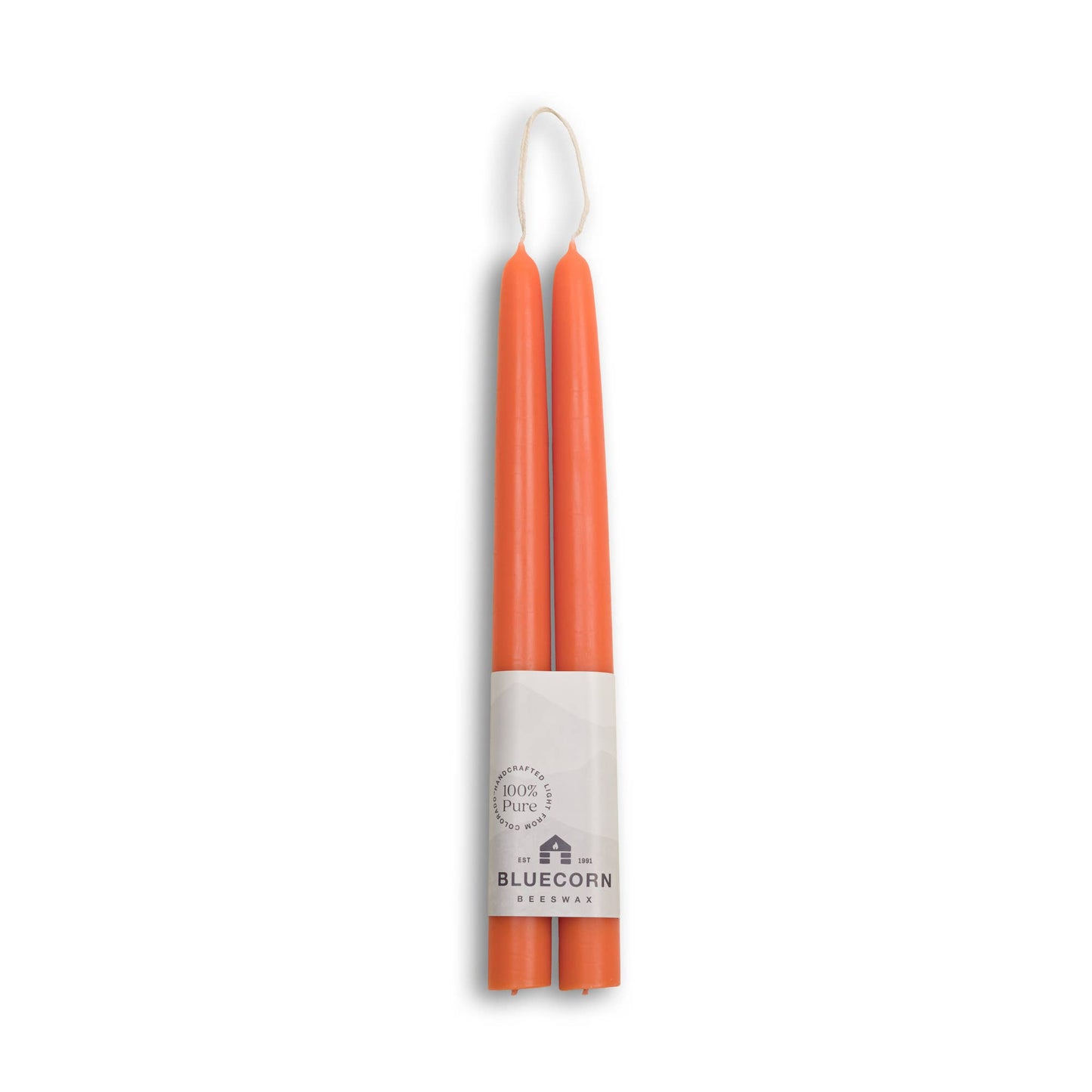 Pair of Hand-Dipped Beeswax Taper Candles: 10" / Apricot