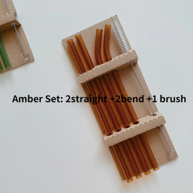 Set of 4 Glass Straws: Jade