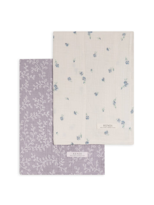 Organic Muslin Burp Cloth (2-pack) - Lucia + Elena Floral