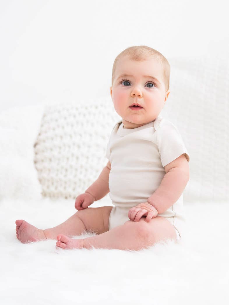 Organic Baby Short Sleeve Classic Bodysuit - Natural: 6-12M