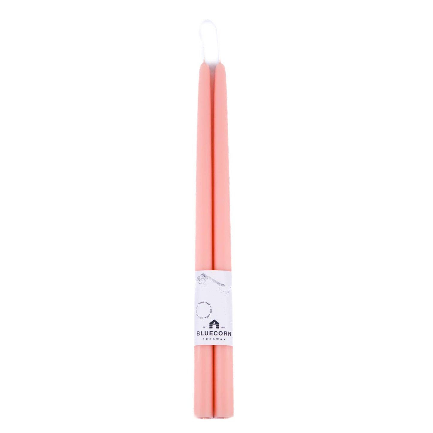Pair of Hand-Dipped Beeswax Taper Candles: 10" / Raw