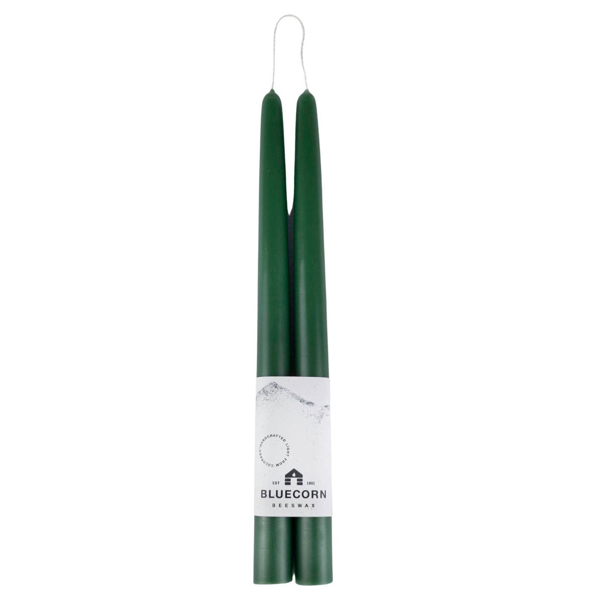 Pair of Hand-Dipped Beeswax Taper Candles: 10" / Pistachio