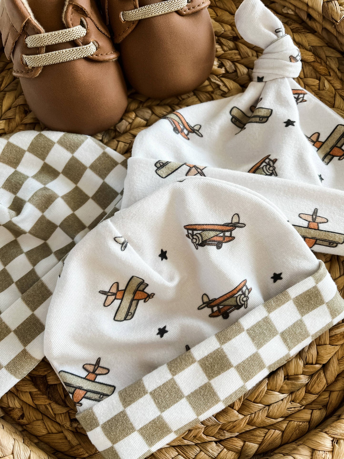 Bamboo Baby Hat - Vintage Airplanes