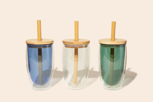 Reusable Glass Tumbler Cup Blue