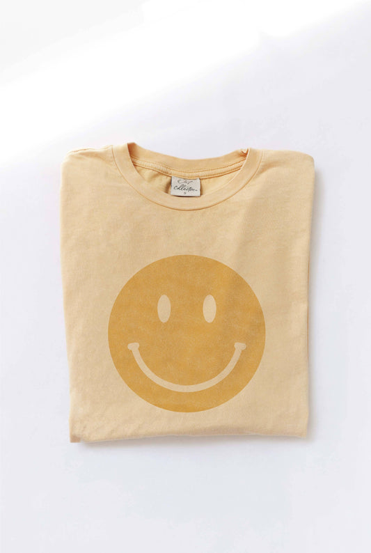 Smiley Face Mineral Washed Graphic Top