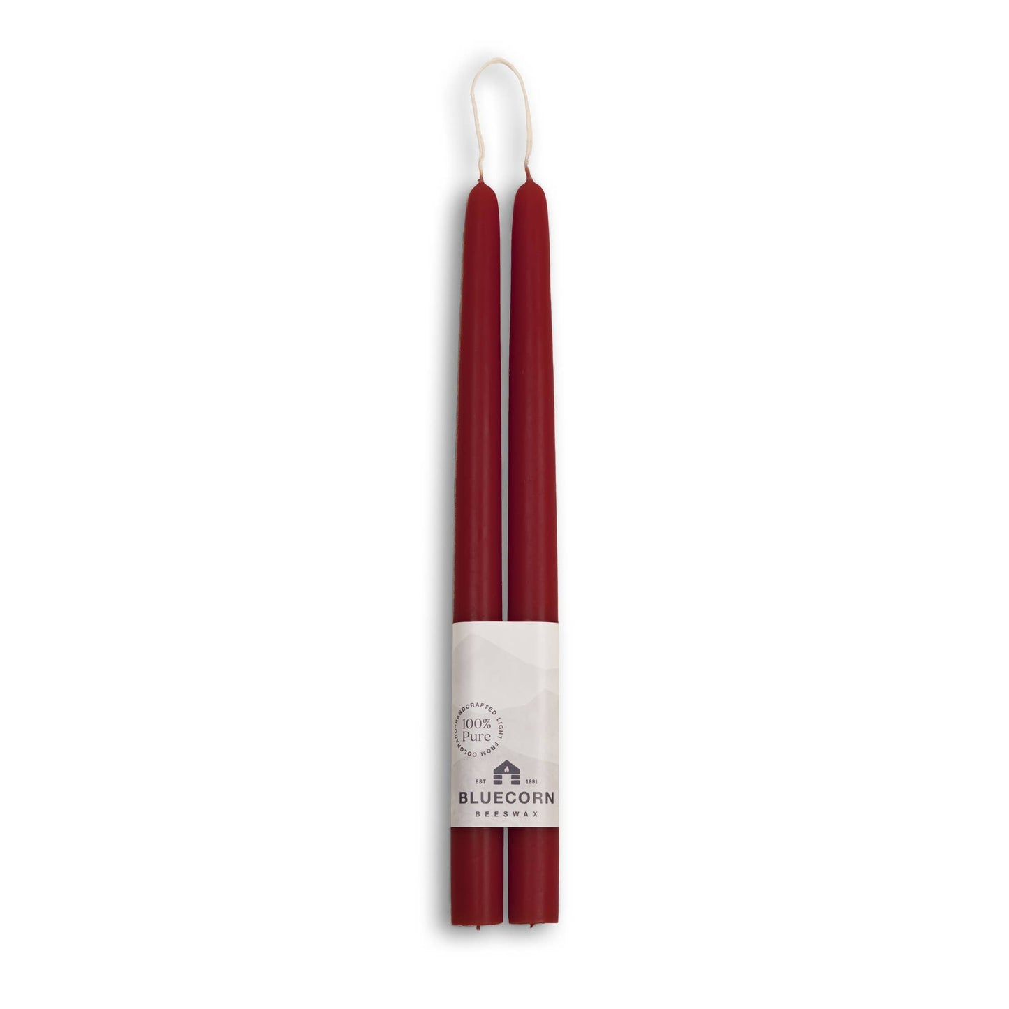 Pair of Hand-Dipped Beeswax Taper Candle Gifts for Fall Home: Burgundy / 12"