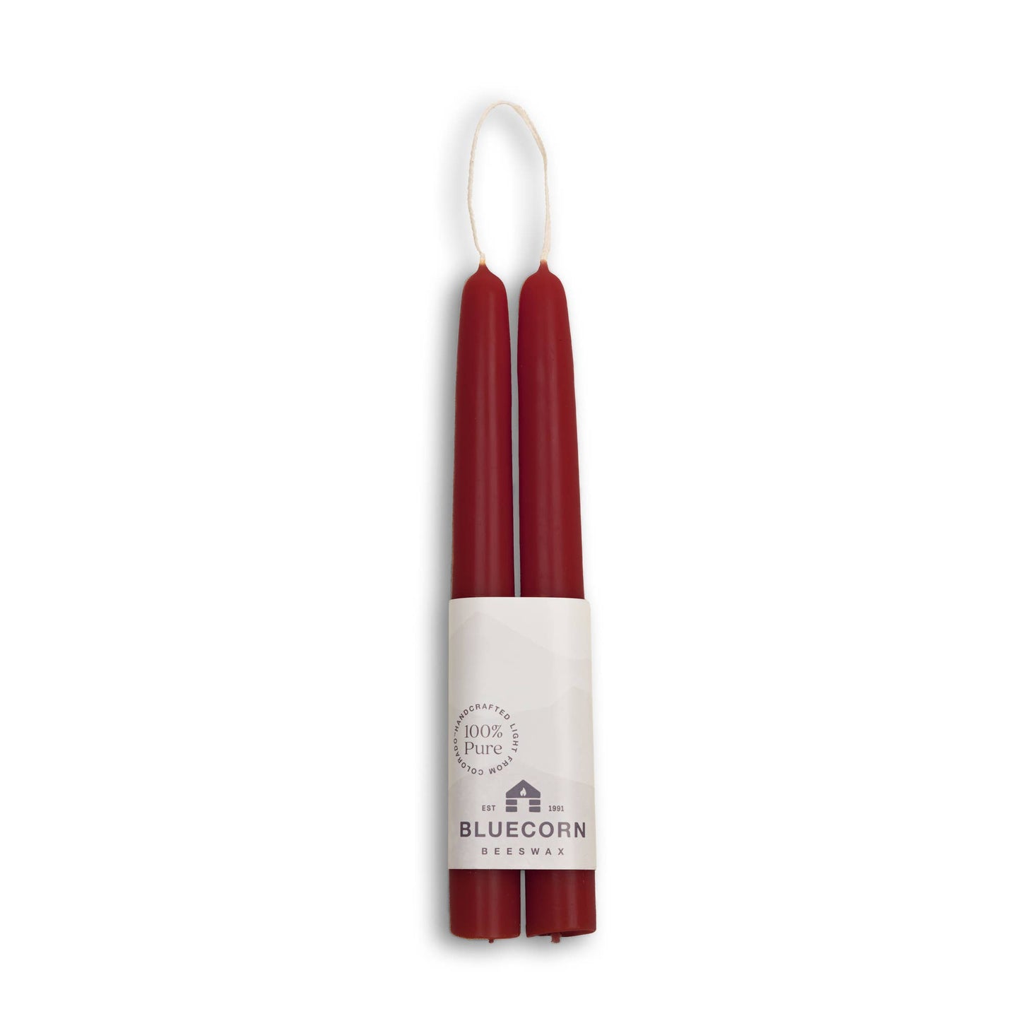 Pair of Hand-Dipped Beeswax Taper Candle Gifts for Fall Home: Burgundy / 12"