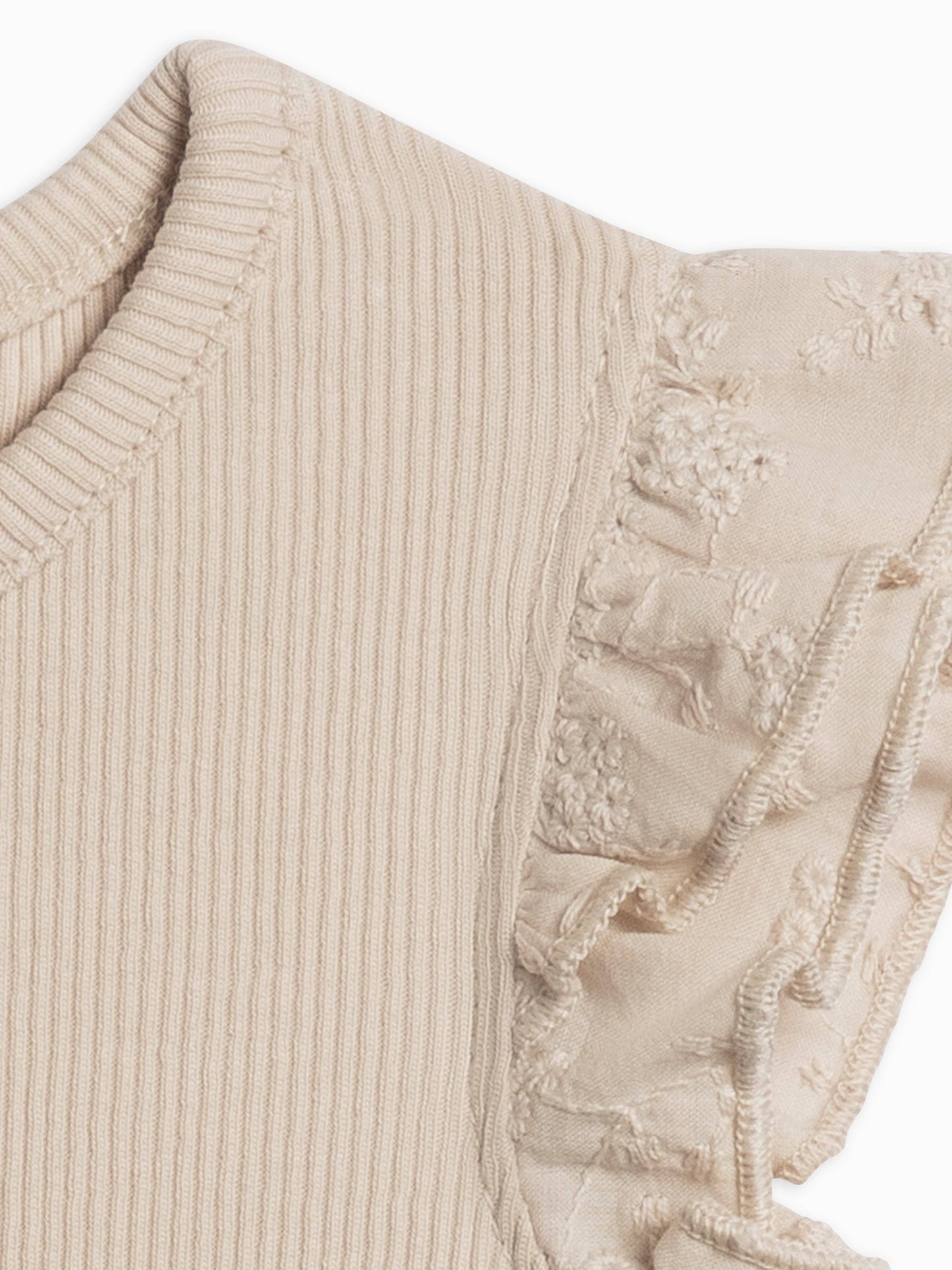 Maggie Ribbed Short Sleeve Bodysuit with Eyelet Ruffle