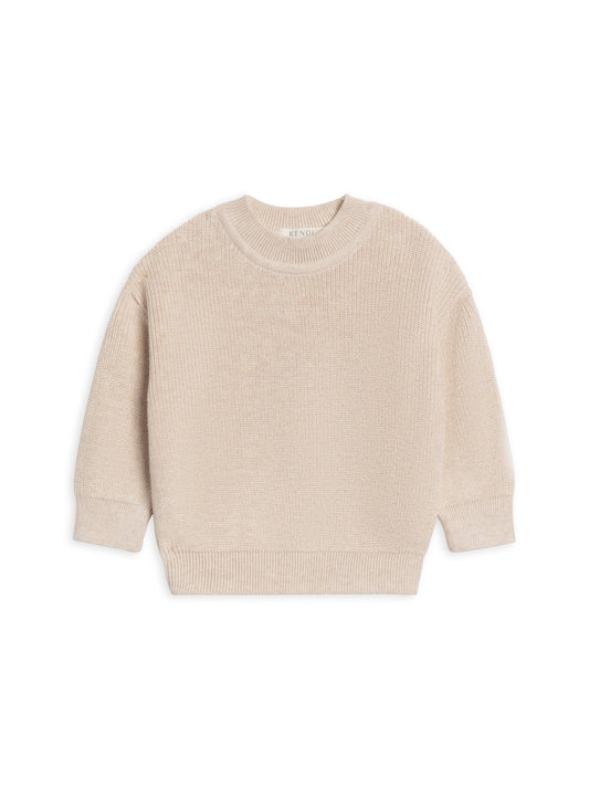 Laurie Sweater Knit Crew Pullover - Heather Oat: 3T