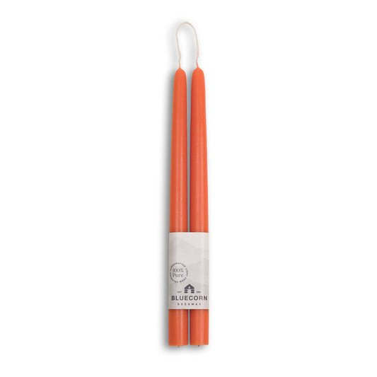 Pair of Hand-Dipped Beeswax Taper Candle Gifts for Fall Home: Apricot / 12"