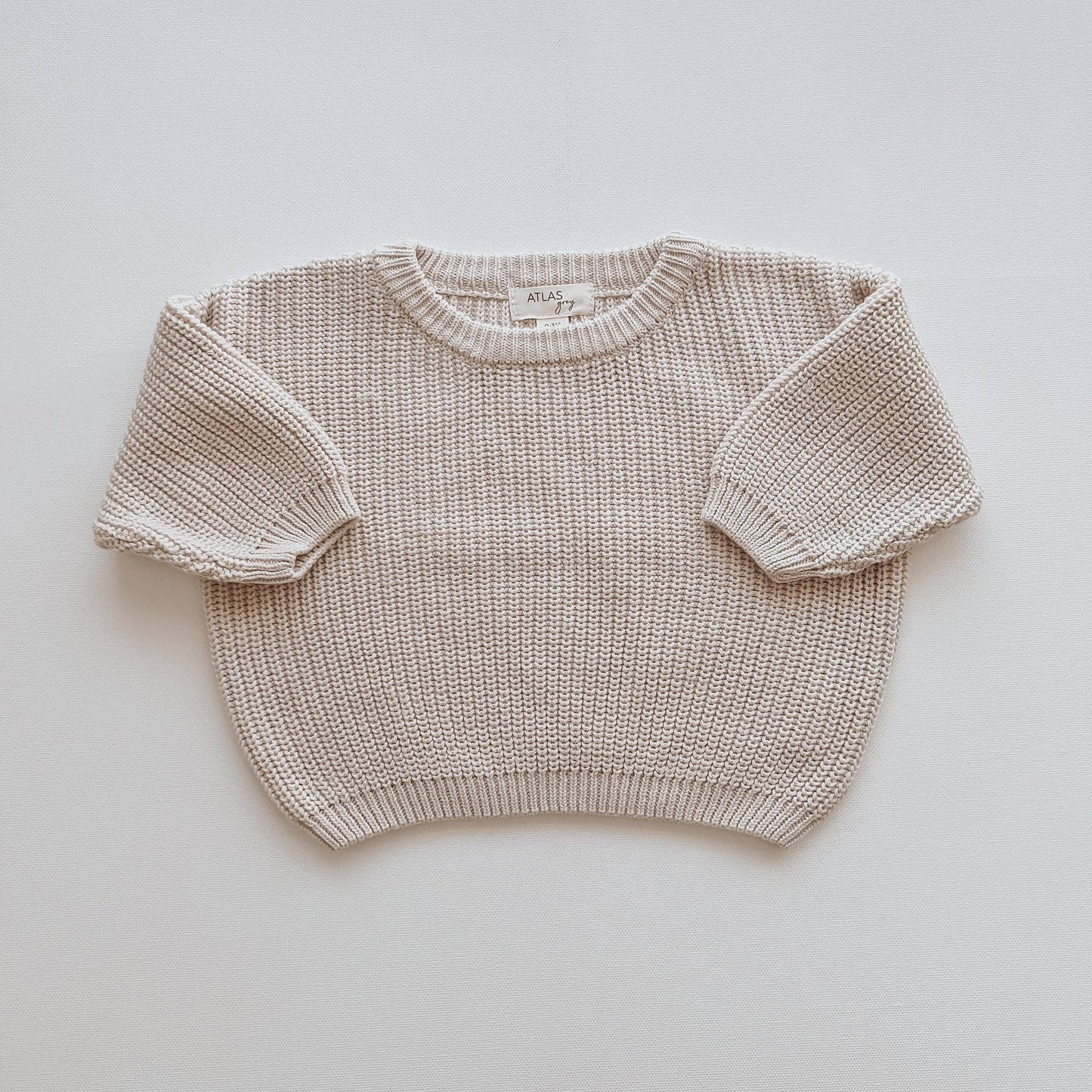 Organic Chunky Knit Sweater: Linen / 3-6M