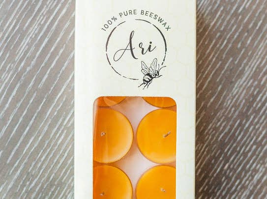 100% Pure Beeswax Tea light candles with hemp wicks | Set of 10