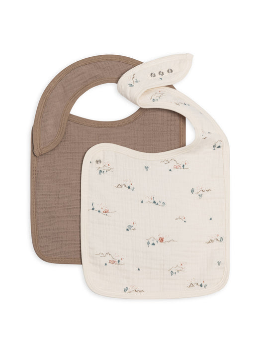 Organic 2-Pack Muslin Bibs - Desert + Taupe