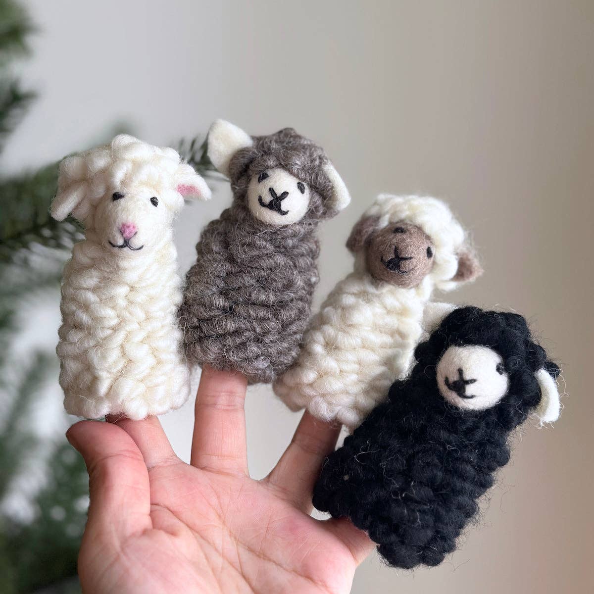 Assorted Fluffy Sheep Finger Puppet - Set of 4