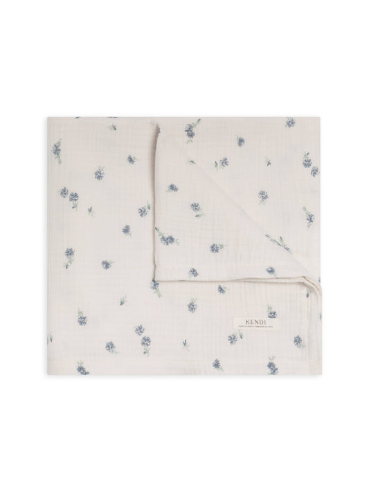 Organic Baby Muslin Swaddle Blanket - Elena Floral / Lilla