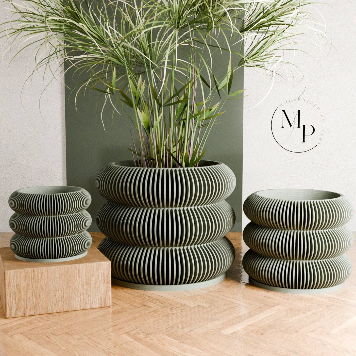 Triple BUBBLES Planter: Green / 6"