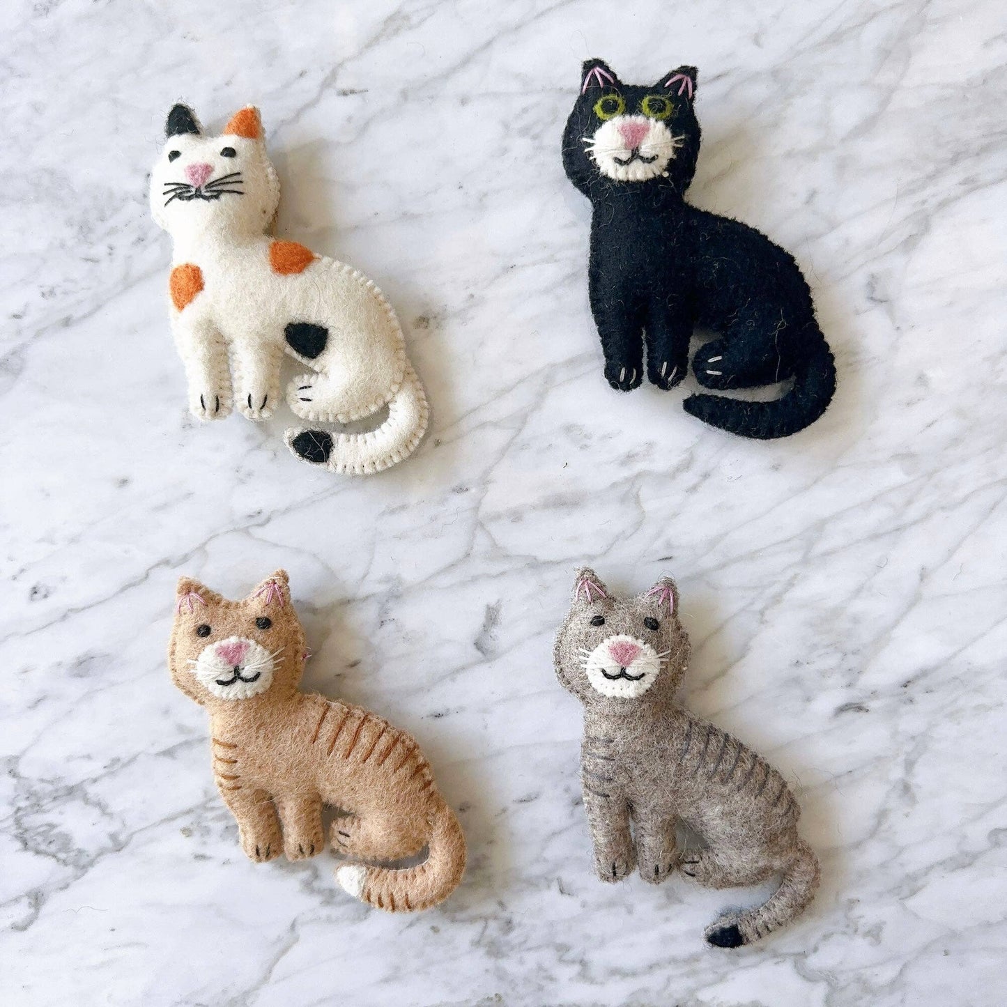 Felt Ornament - Stitched Cat: Brown Tabby