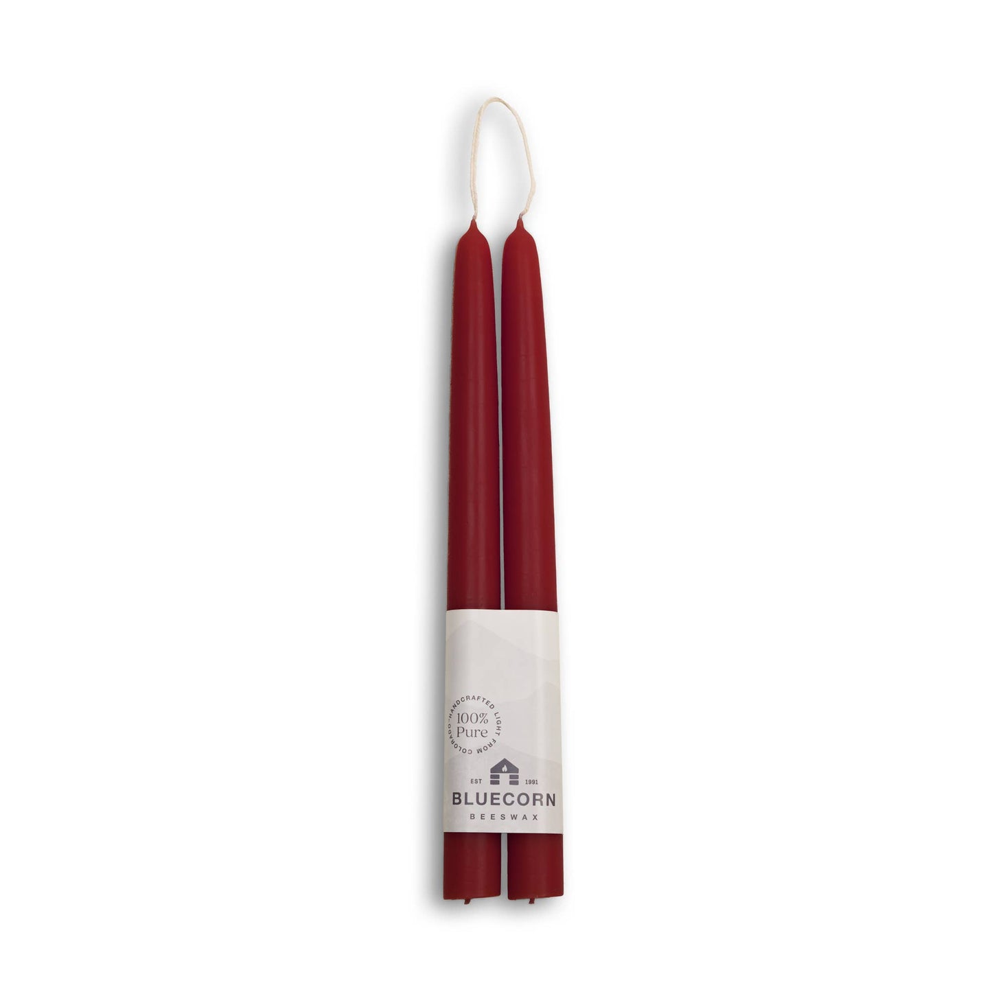 Pair of Hand-Dipped Beeswax Taper Candle Gifts for Fall Home: Burgundy / 10"
