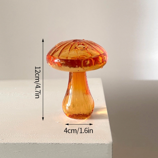 Mini Glass Mushroom Bud Vase: Orange