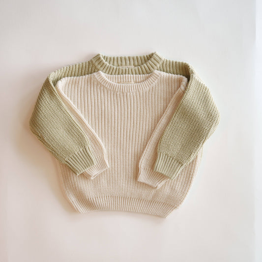 Organic Oversized Knit Sweater: Alfalfa / NB