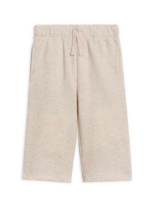 Clove Waffle Knit Straight Leg Pants - Heather Oat: 0-3M