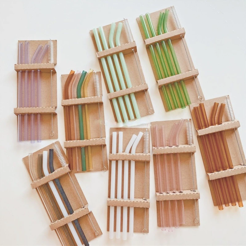 Set of 4 Glass Straws: Jade