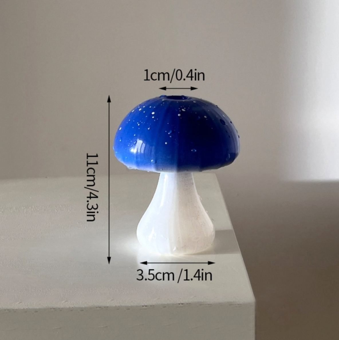 Mini Glass Mushroom Bud Vase: Blue