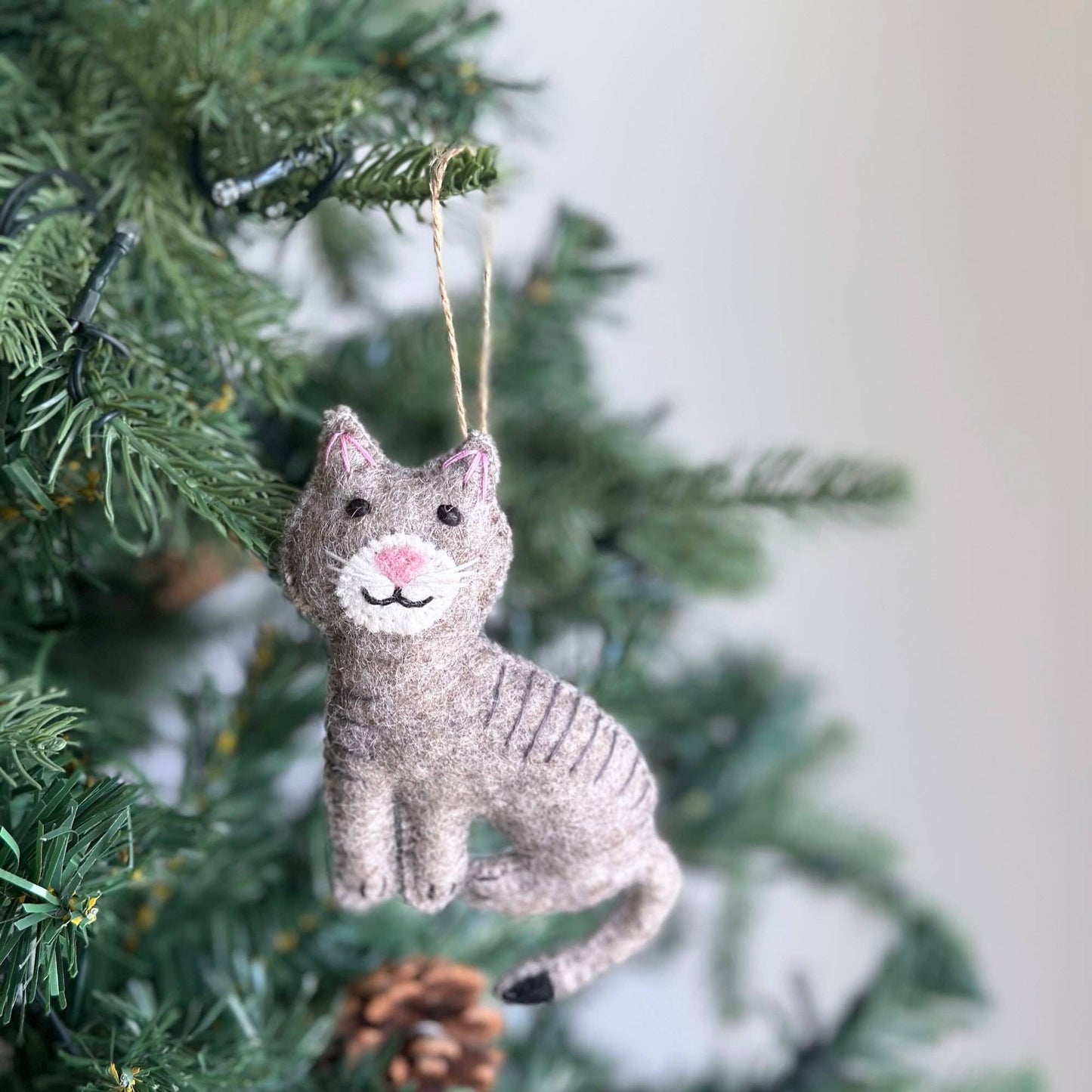 Felt Ornament - Stitched Cat: Brown Tabby
