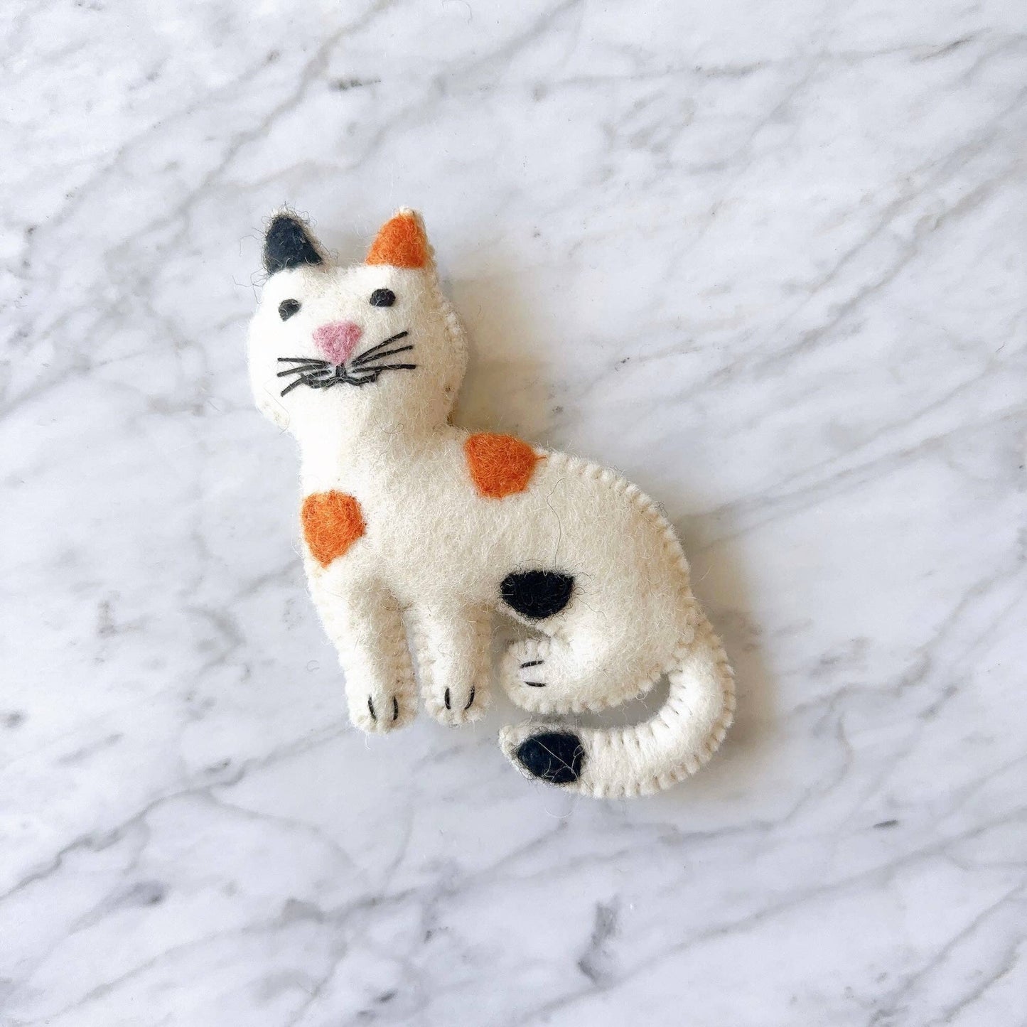 Felt Ornament - Stitched Cat: Brown Tabby