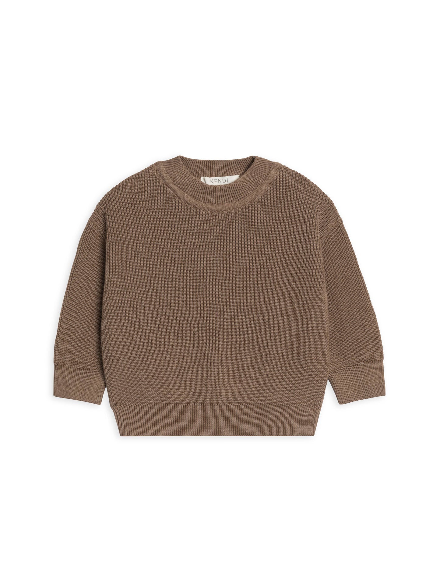 Laurie Sweater Knit Crew Pullover - Taupe: 6-12M