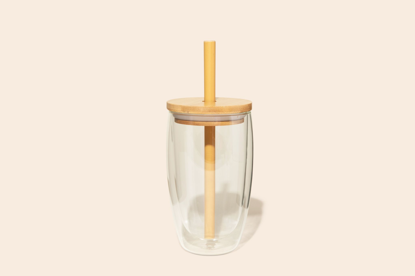 Reusable Glass Tumbler Cup + Bamboo Straw: Green