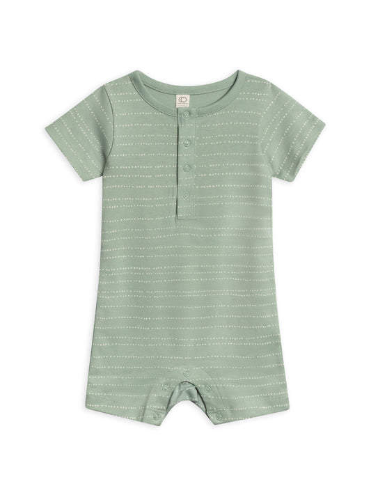Organic Baby Mason Short Sleeve Romper - Pebble / Jade