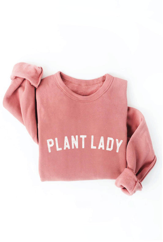 PLANT LADY Print Graphic Sweatshirt: MAUVE / L