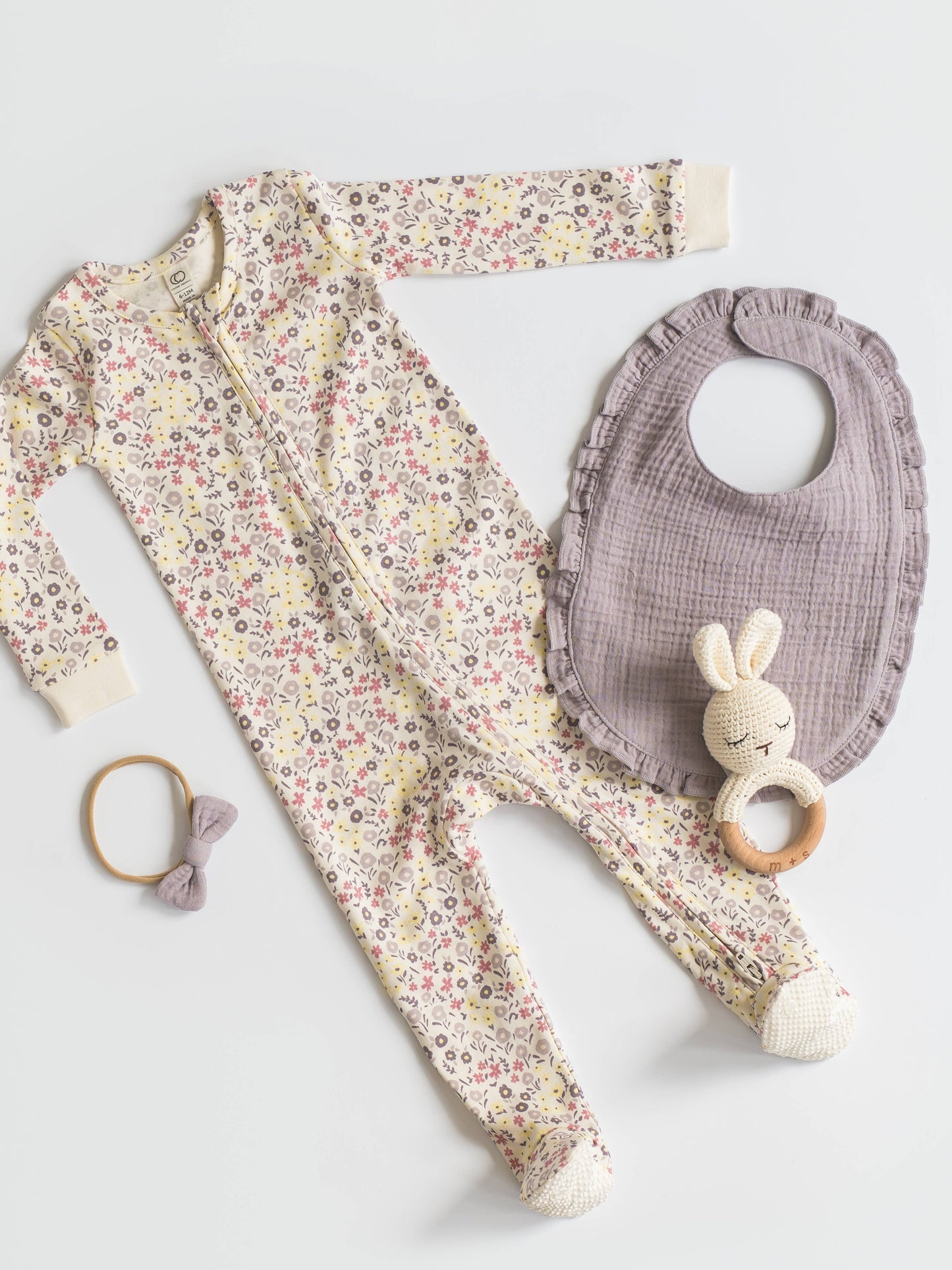 Organic Baby Peyton Footed Sleeper - Giada Floral / Lilla