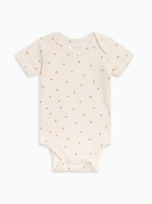 Josie Pointelle Short Sleeve Bodysuit - Rosa Floral / Ballet