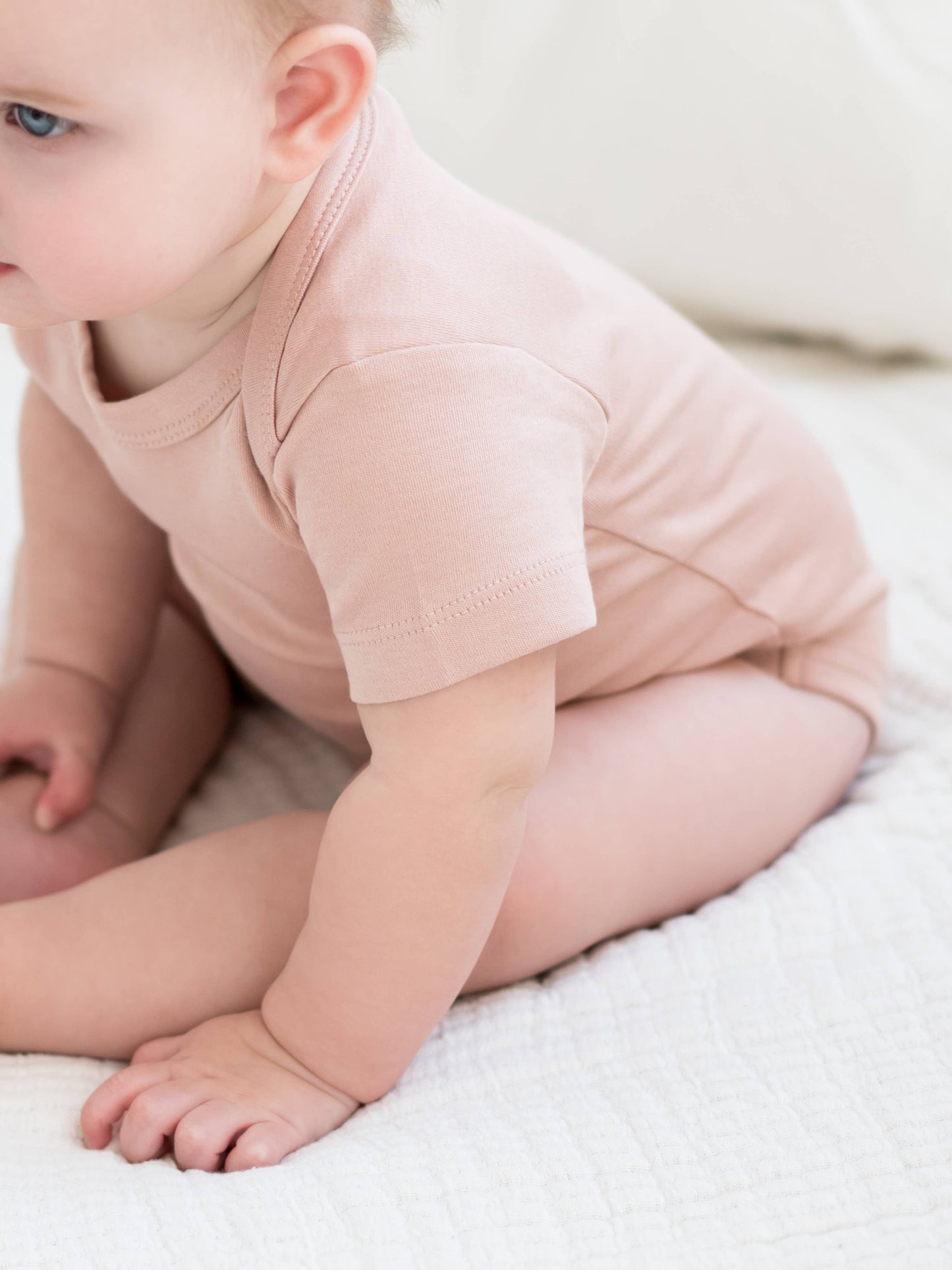 Organic Baby Short Sleeve Classic Bodysuit - Blush: 3-6M