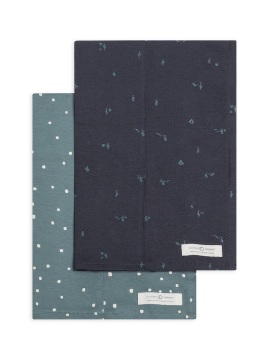 Organic Baby Burp Cloth (2-pack) - Square Dot + Cactus Navy