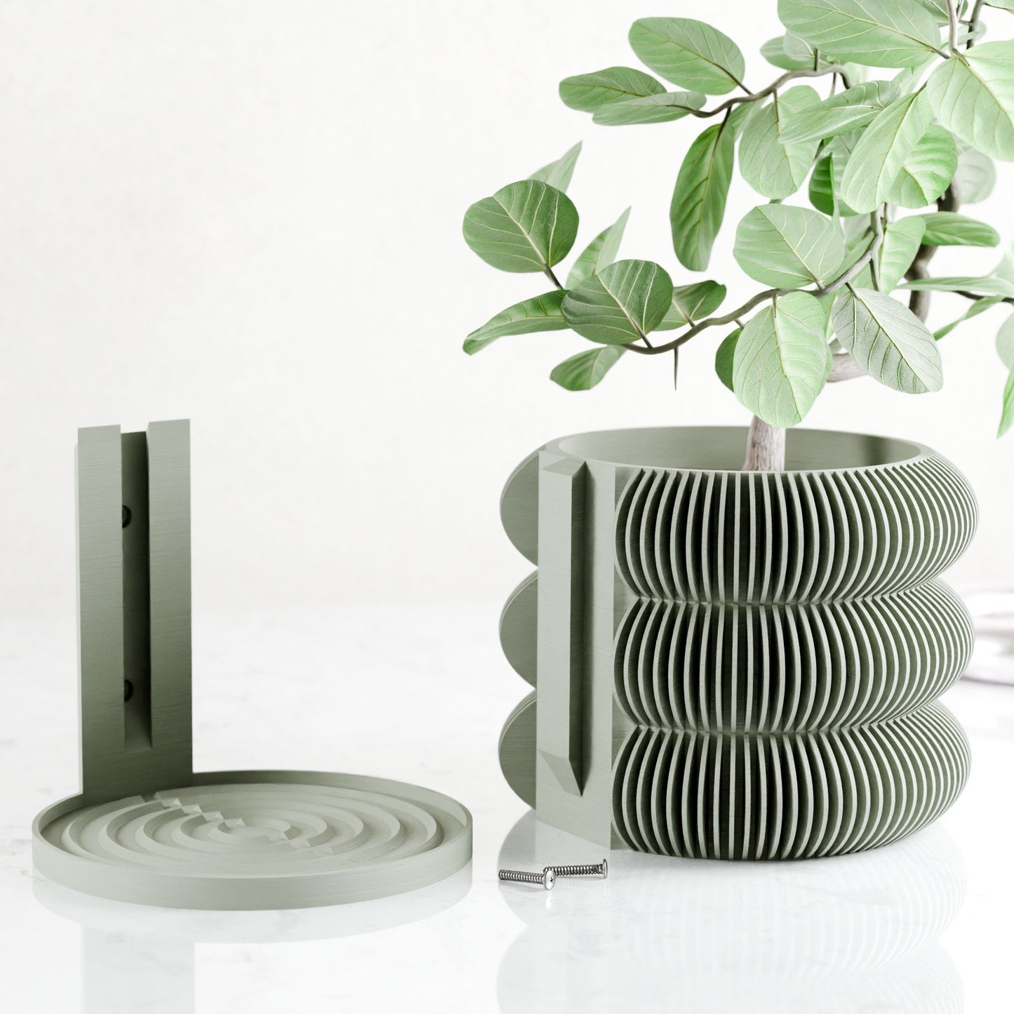 Hanging TRIPLE BUBBLE Wall Planter: Muted Green / Medium