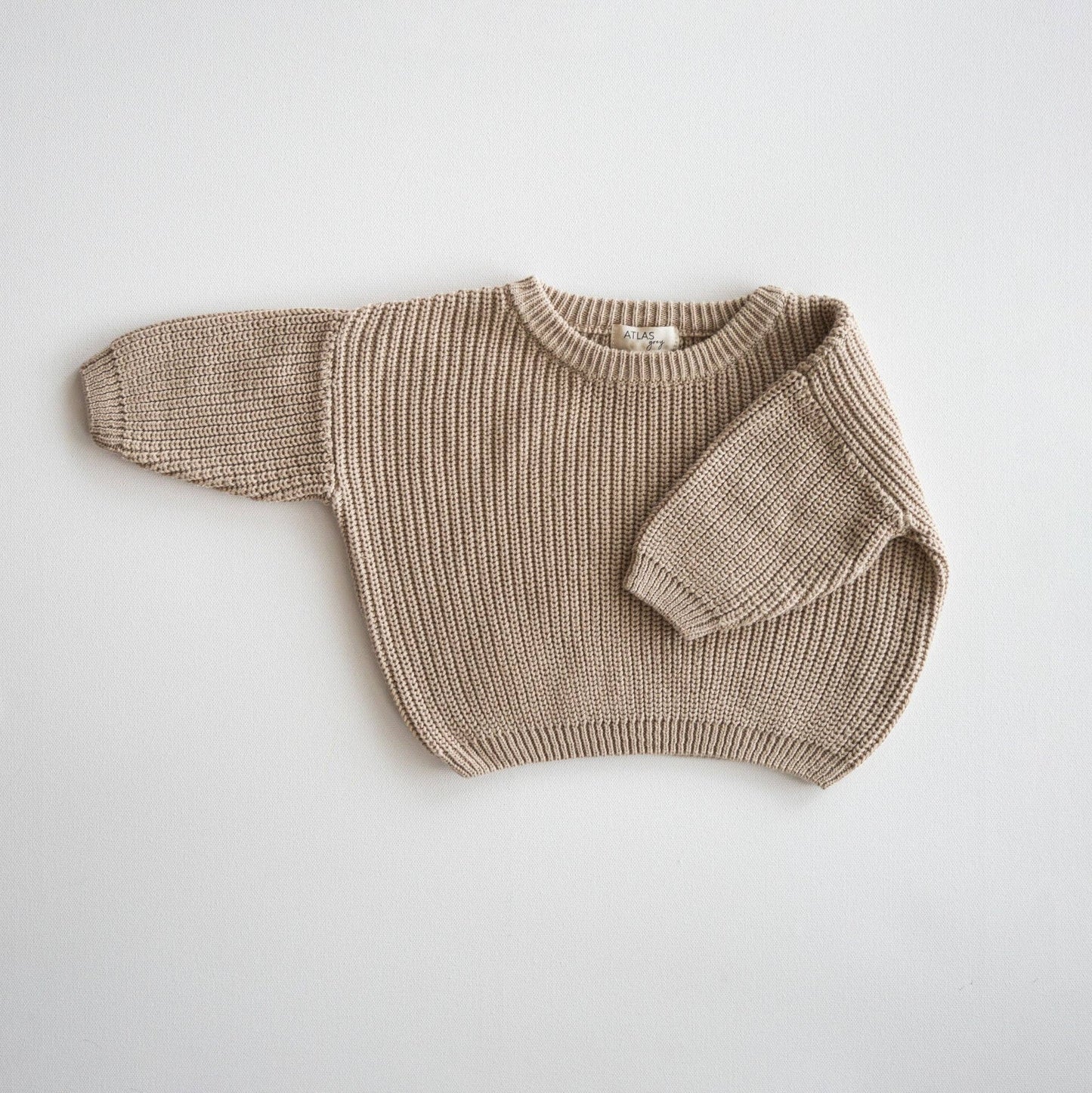 Organic Chunky Knit Sweater: Linen / 3-6M