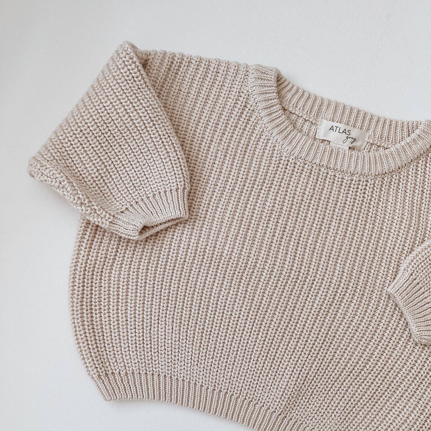 Organic Chunky Knit Sweater: Linen / 0-3M