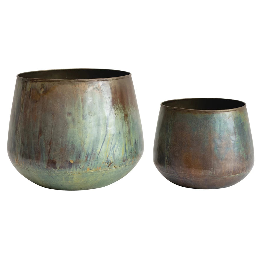 8" Oxidized Metal Planter