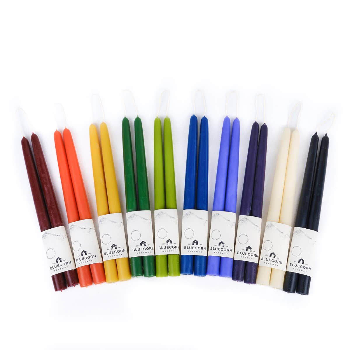 Pair of Hand-Dipped Beeswax Taper Candles: 12" / Ivory