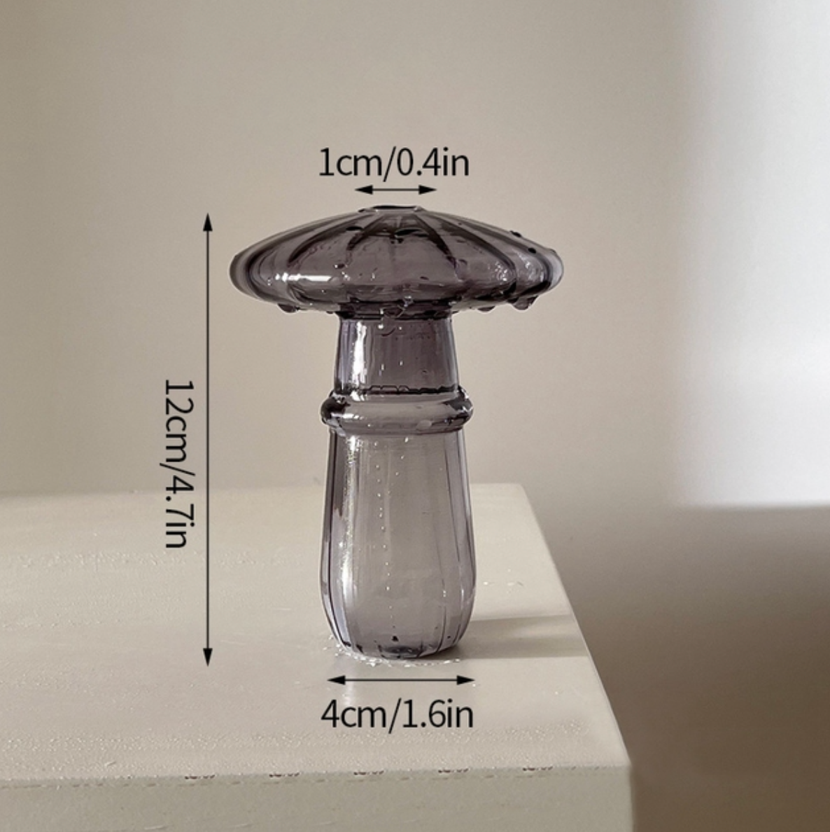 Mini Glass Mushroom Bud Vase: Blue