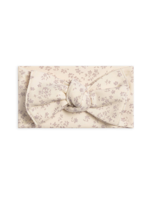 Organic Baby Hattie Knot Bow Wrap - Maria Floral / Lilla