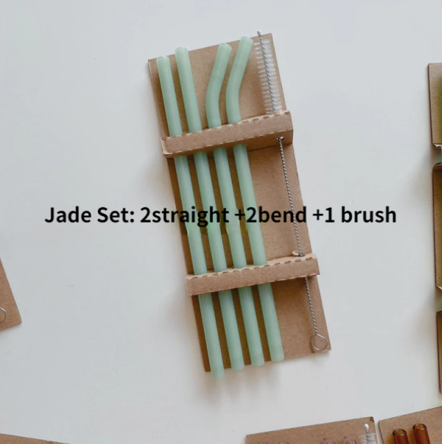Set of 4 Glass Straws: Jade