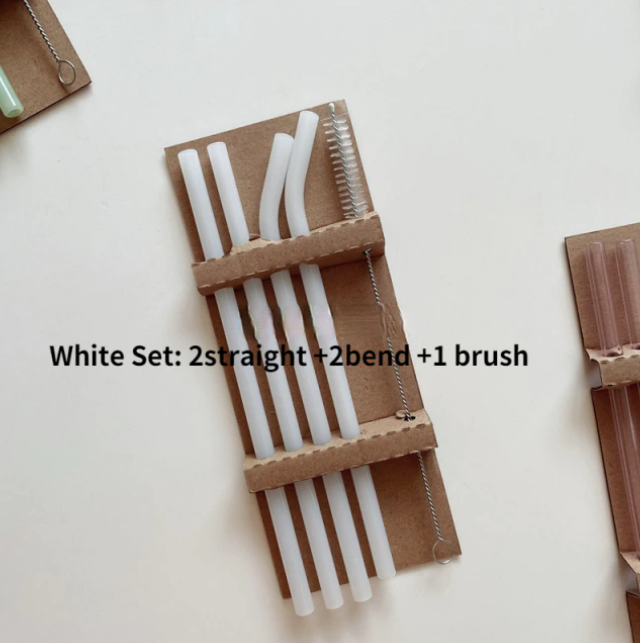 Set of 4 Glass Straws: Jade