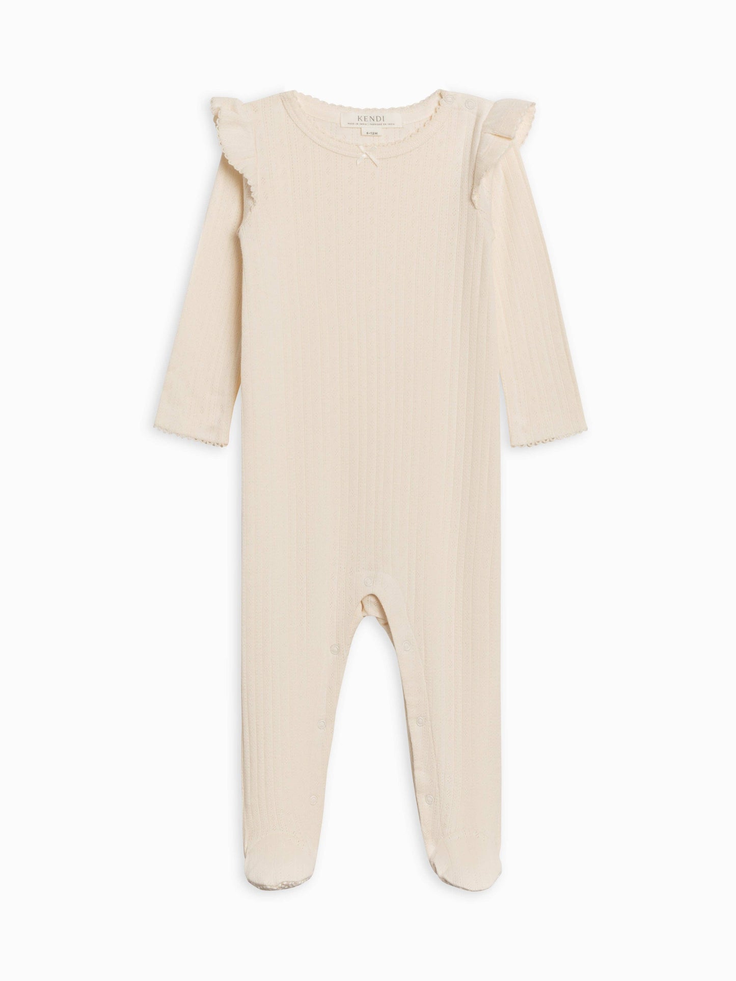Addy Brushed Back Pointelle Flutter Sleeve Footed Romper