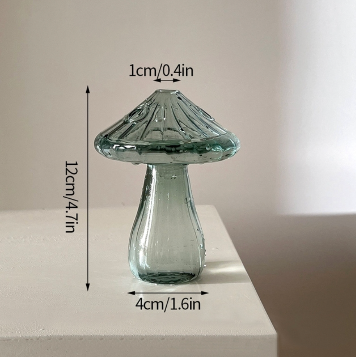 Mini Glass Mushroom Bud Vase: Blue