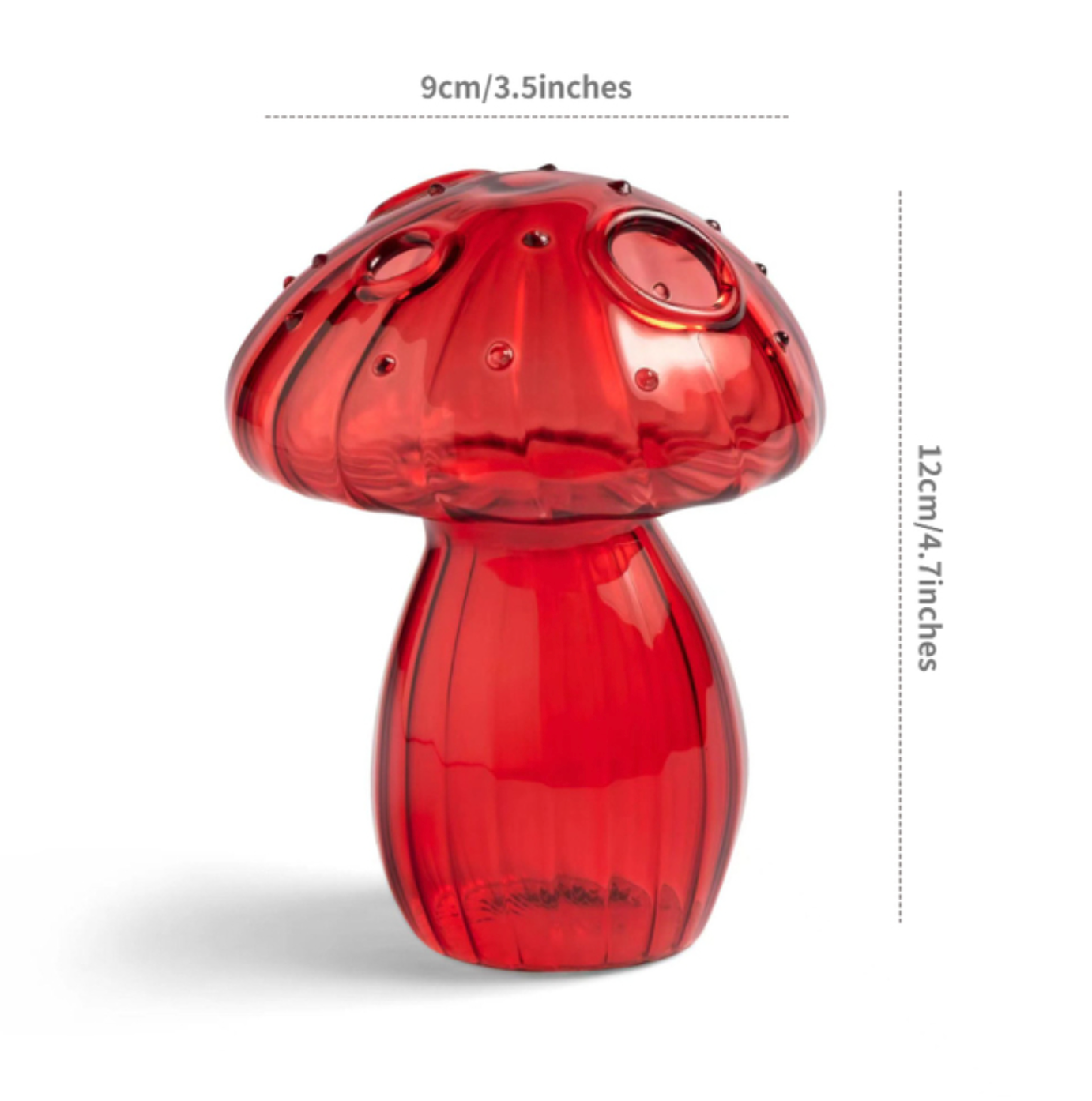 Mini Glass Mushroom Bud Vase: Red