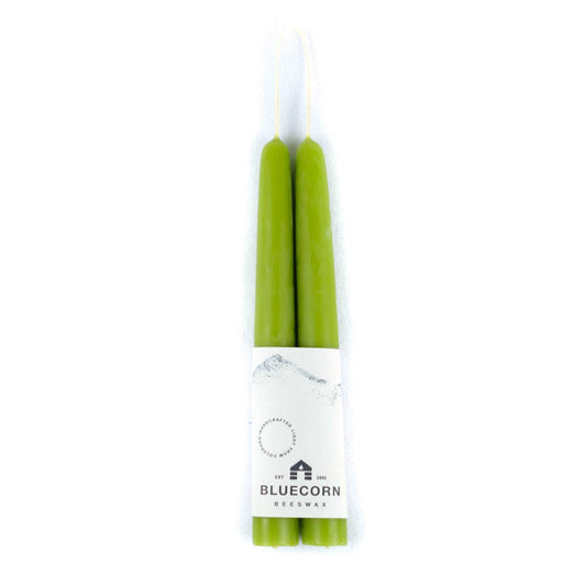 Pair of Hand-Dipped Beeswax Taper Candles: 8" / Pistachio